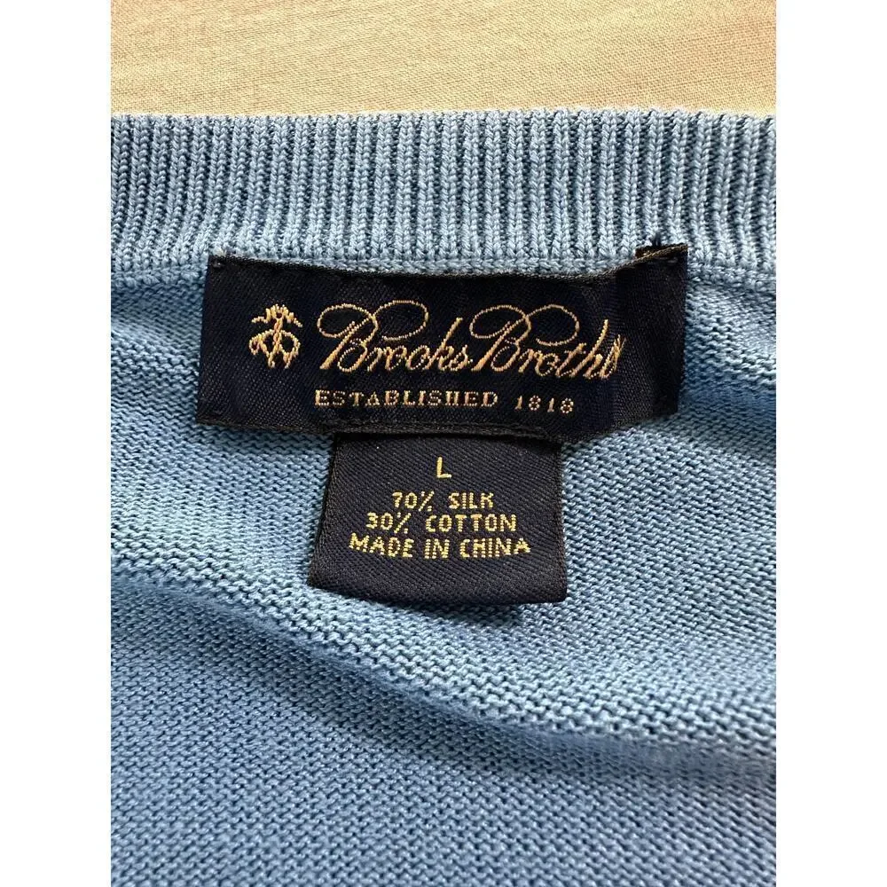 Brooks Brothers Silk V-Neck Sweater sz Large